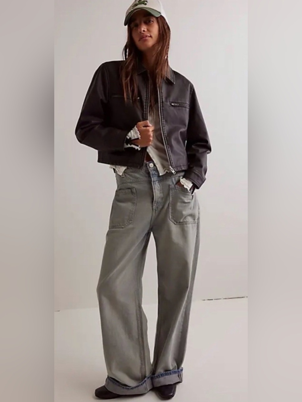 We The Free Palmer Wide Leg Jeans In The Shadows Gray -size 30 - Picture 4 of 16